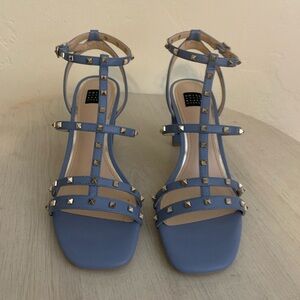 WHBM Brooklyn Denim Blue Studded Women's Sandals Sz. 7.5